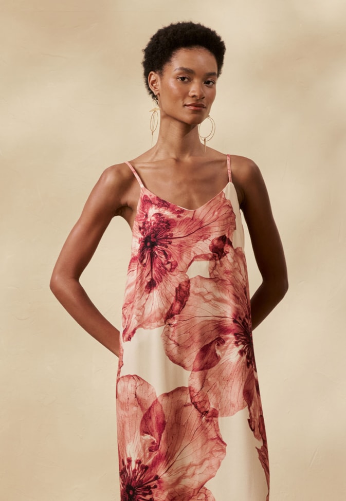 Vestido Longo Amplo Estampado Ancocha