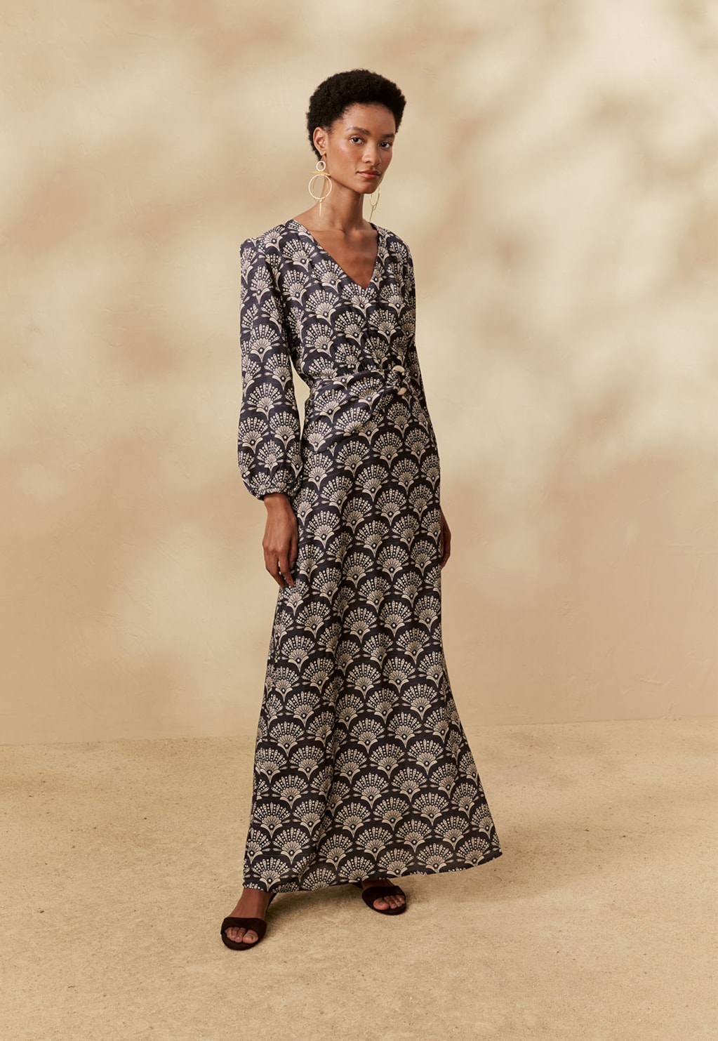 Vestido Longo Argola Estampado Puna