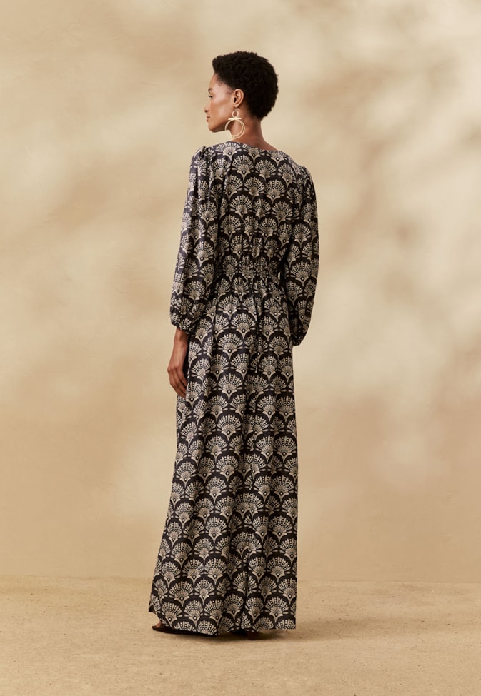 Vestido Longo Argola Estampado Puna
