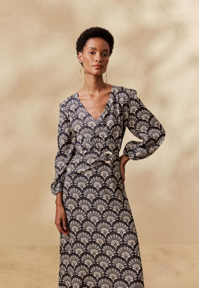 Vestido Longo Argola Estampado Puna