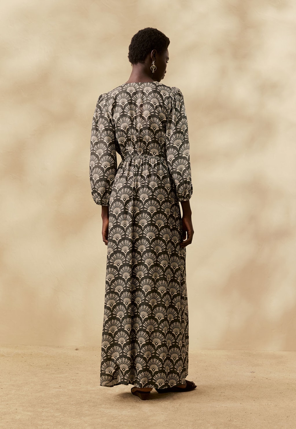 Vestido Longo Argola Estampado Puna