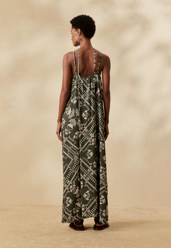 Vestido Longo Argola Estampado Wari Vista Traseira