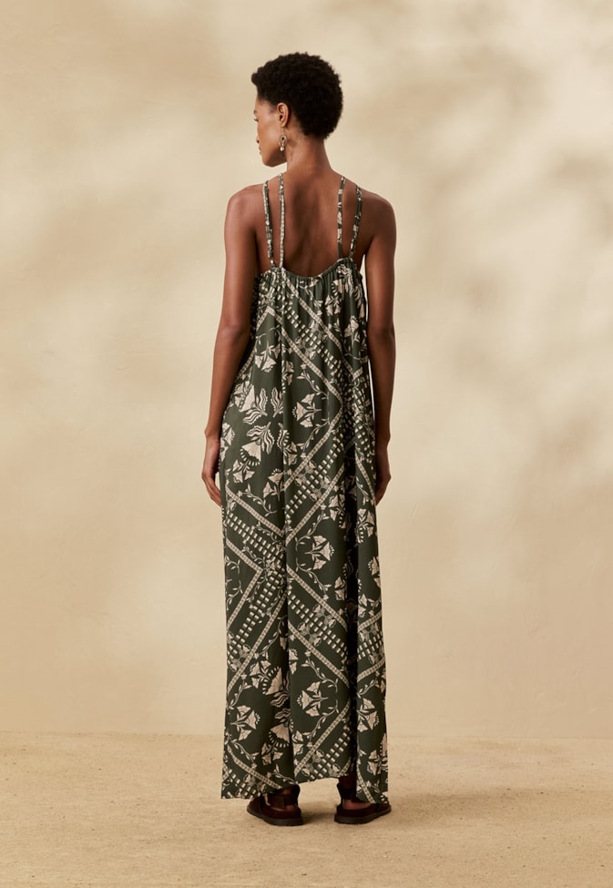 Vestido Longo Argola Estampado Wari