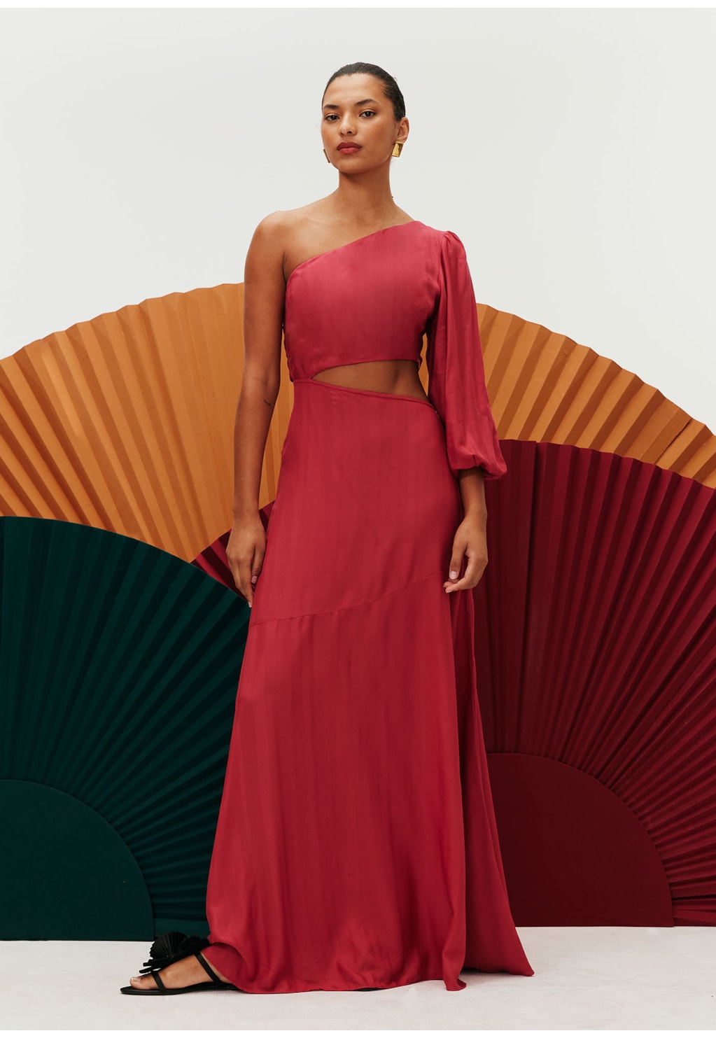 Vestido Longo Assimétrico Ombro Só