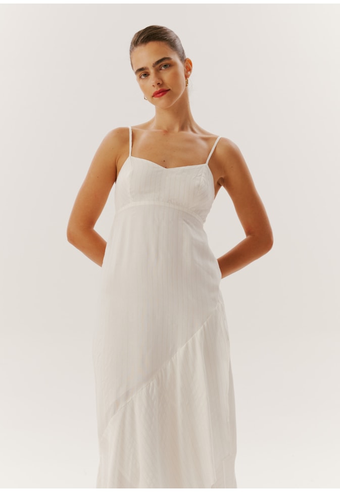 Vestido Longo Babado Frente