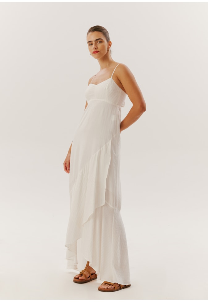 Vestido Longo Babado Frente