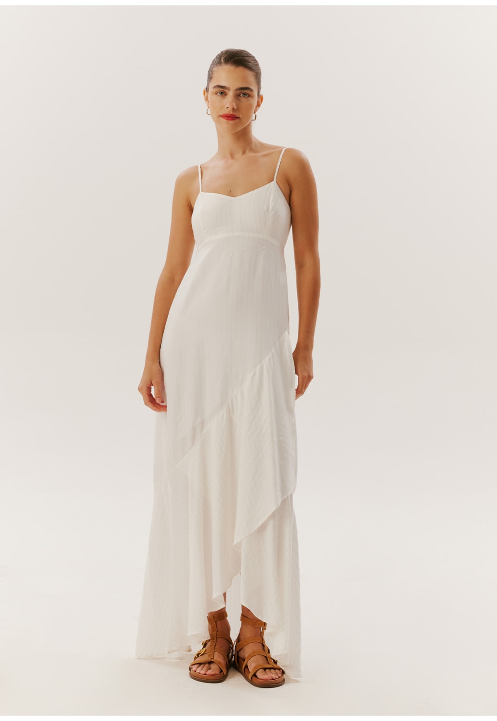 Vestido Longo Babado Frente