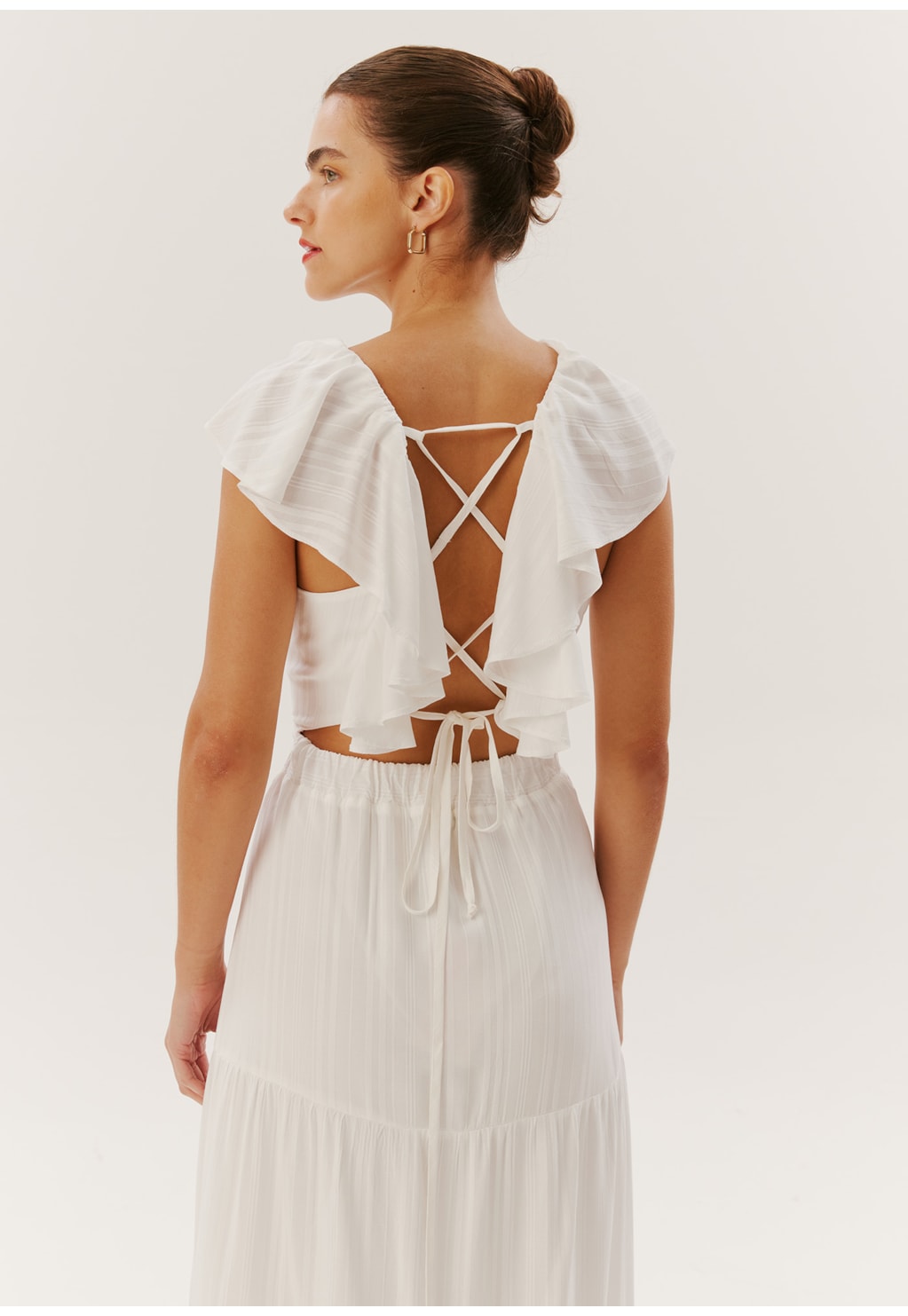 Vestido Longo Babado Manga