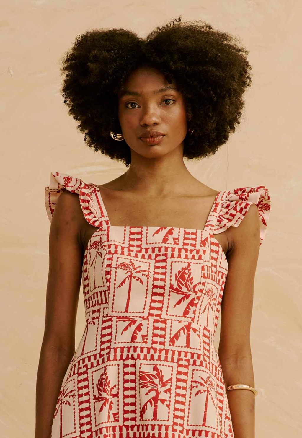 Vestido Longo Babado Manga Estampado Yura 