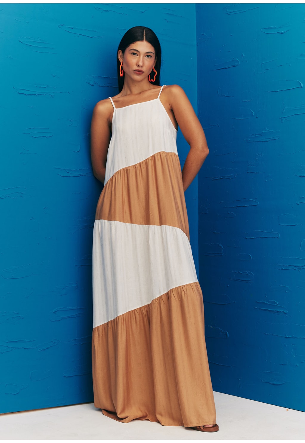 Vestido Longo Bicolor Marias Assimétricas