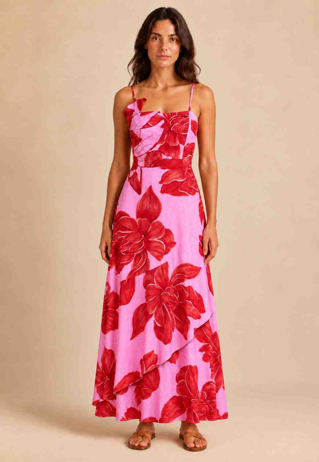 Vestido Longo Bordado Flor Estampado