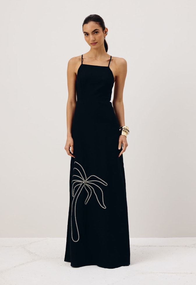 Vestido Longo Bordado Palmeira