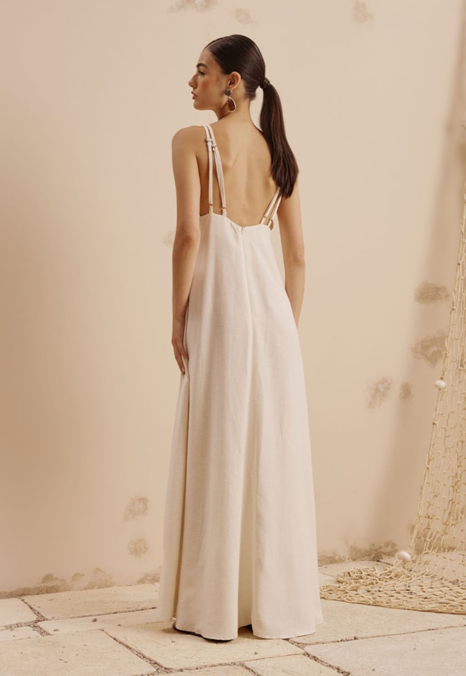 Vestido Longo Bordado Peixe