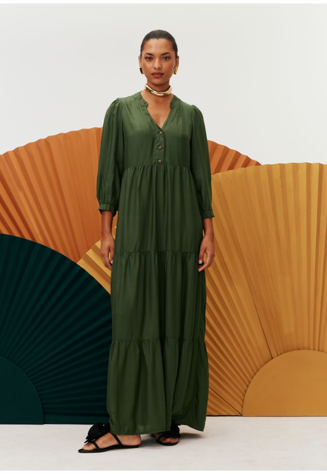 Vestido Longo Botão