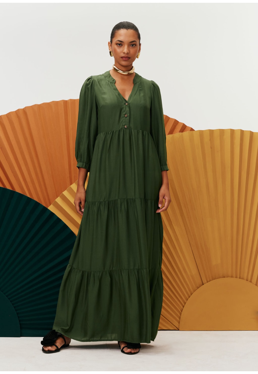 Vestido Longo Botão