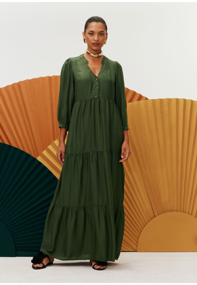 Vestido Longo Botão