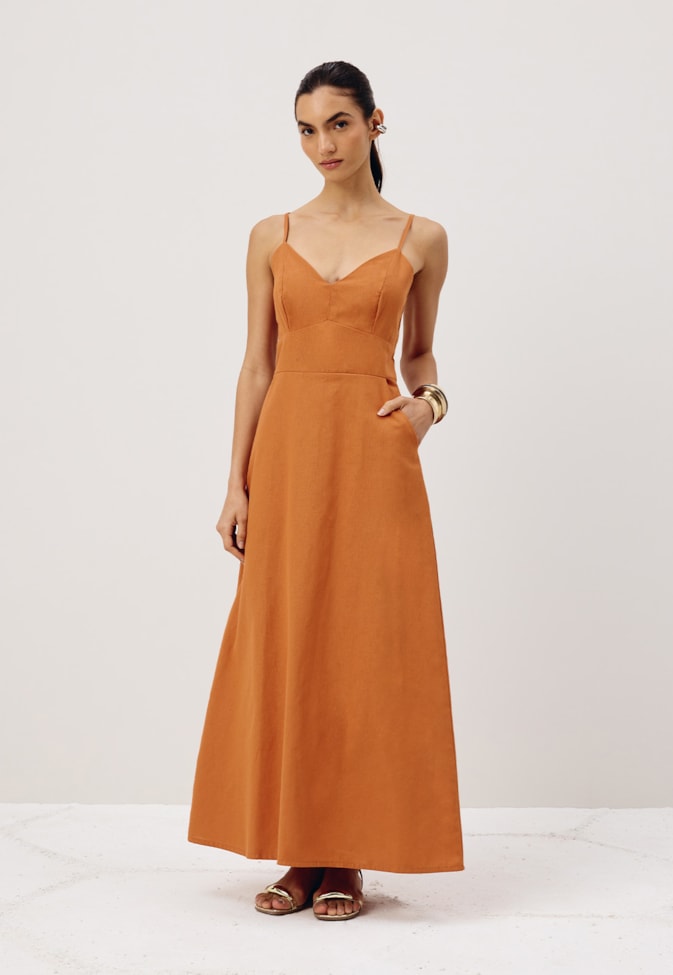 Vestido Longo Bustinho Alça Fina