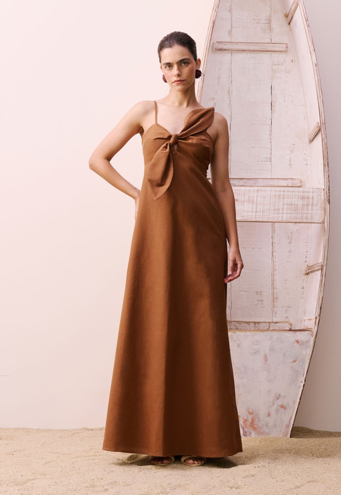 Vestido Longo Busto Flor