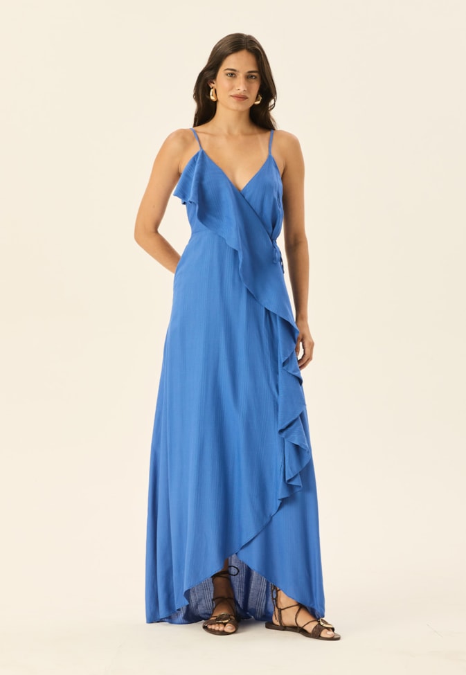 Vestido Longo Cachecouer Babados Liso