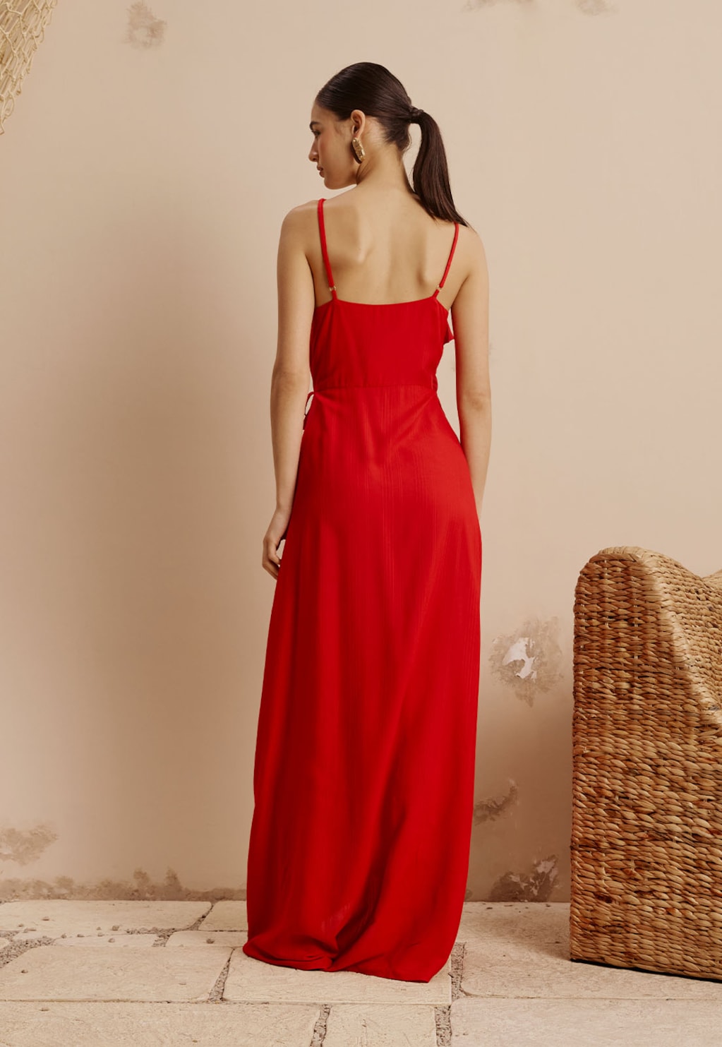 Vestido Longo Cachecouer Babados Liso