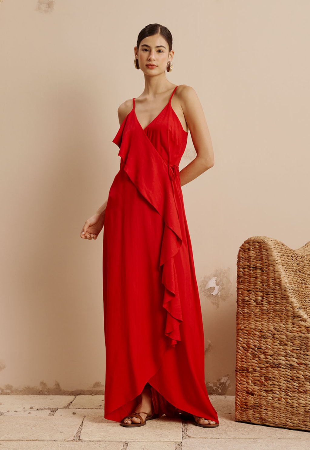 Vestido Longo Cachecouer Babados Liso