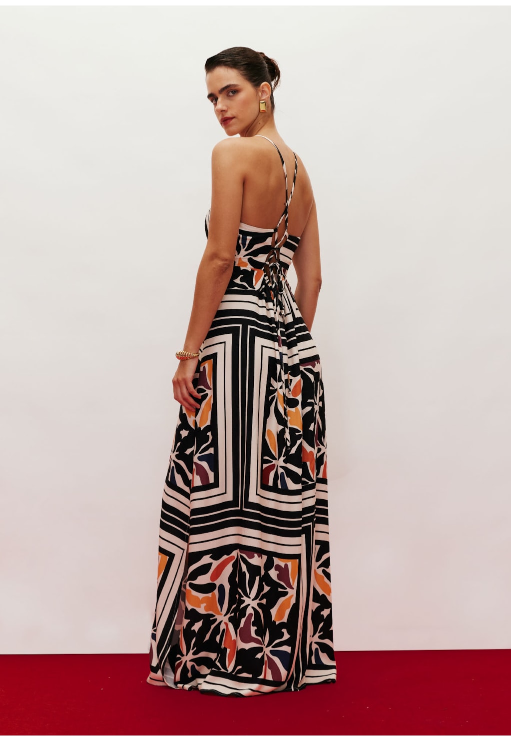 Vestido Longo com Fendas Estampado Mambo