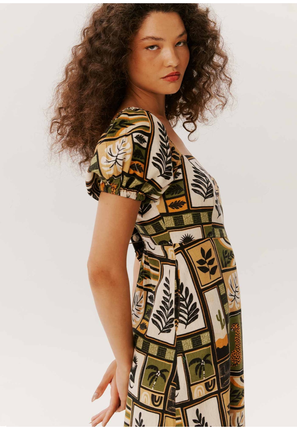 Vestido Longo com Maria Estampado Tapeçaria Burle