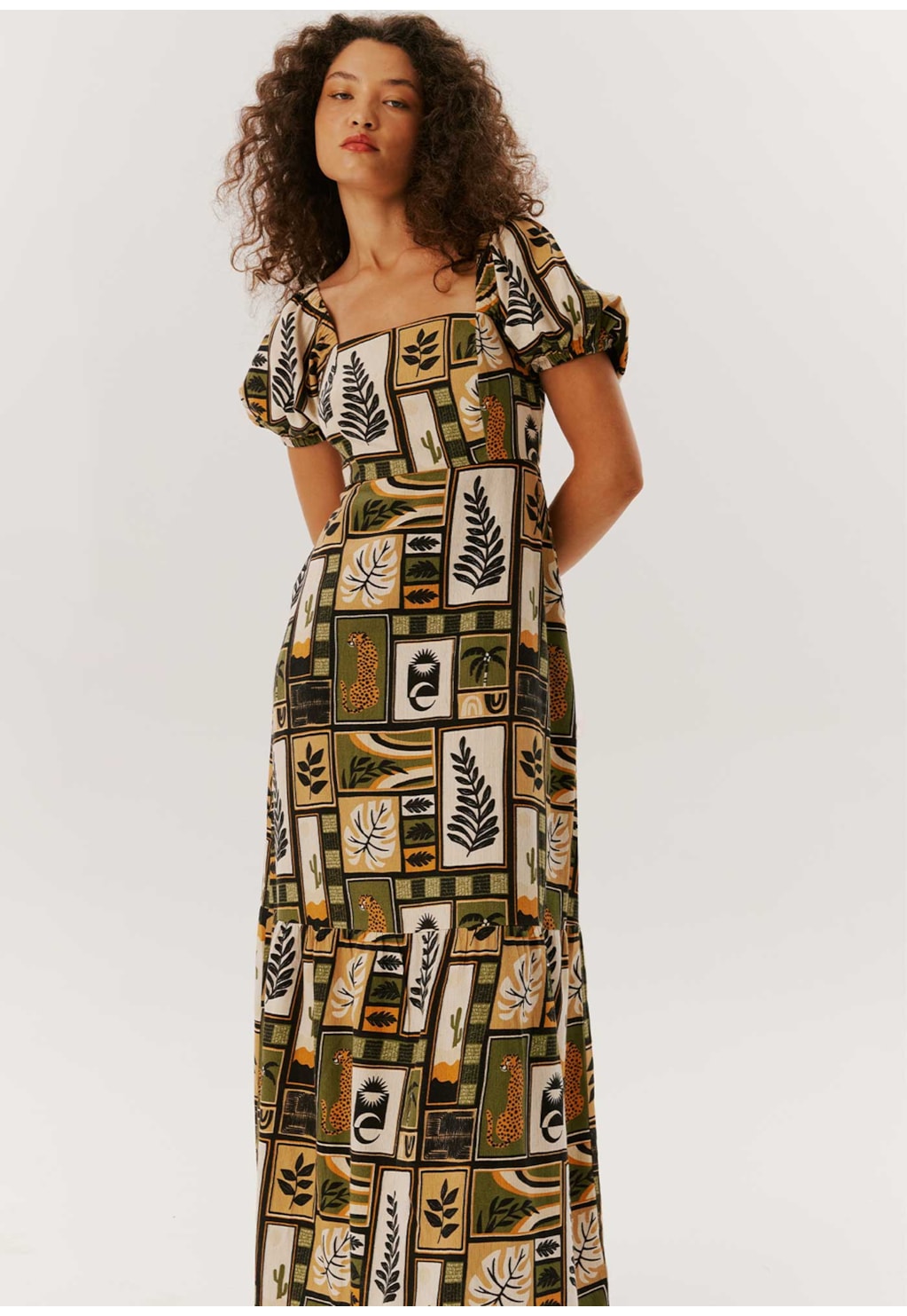 Vestido Longo com Maria Estampado Tapeçaria Burle