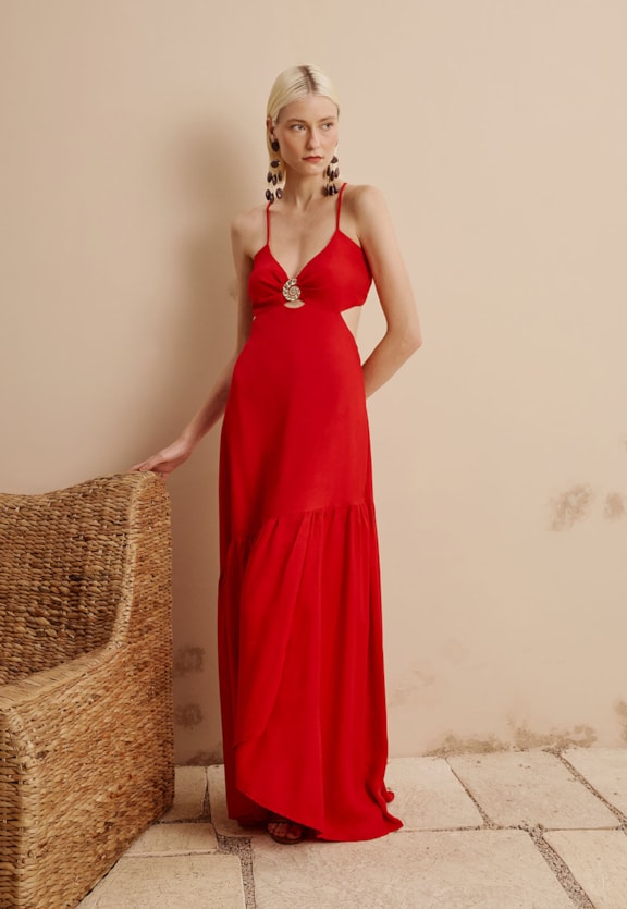 Vestido Longo Concha Aspiral Vista Frontal