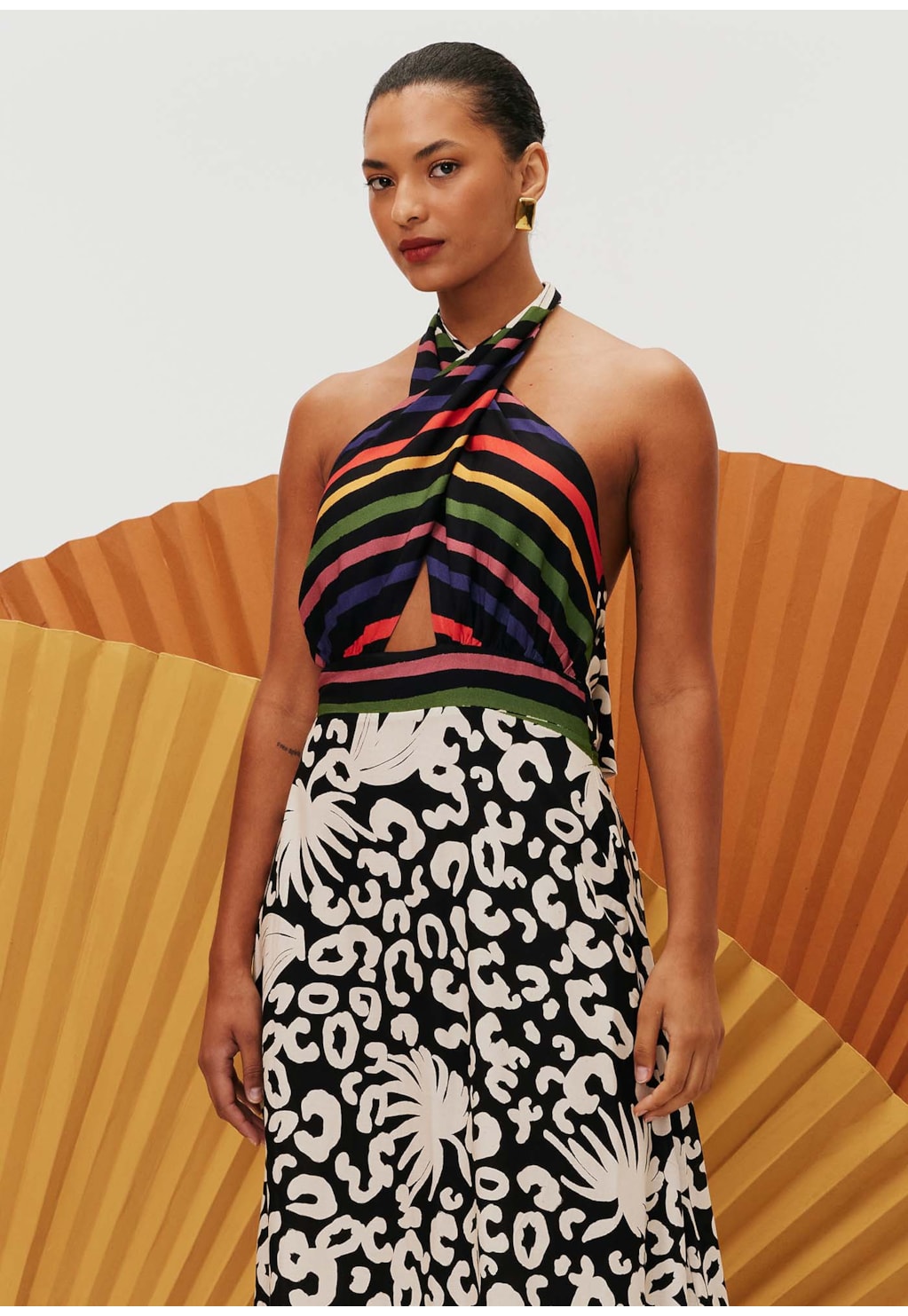 Vestido Longo Cruzado Estampado Maracatú