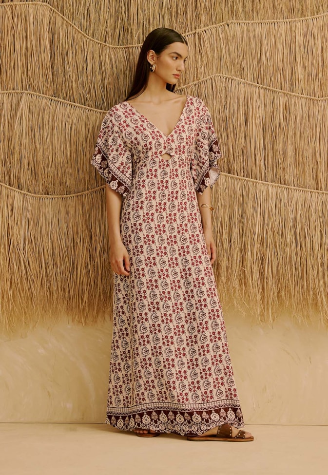 Vestido Longo Cut Out Estampado Pasco