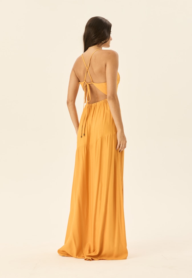 Vestido Longo Decote Assimétrico