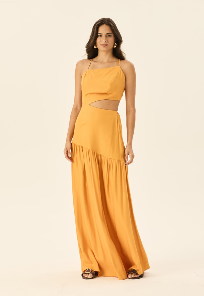 Vestido Longo Decote Assimétrico