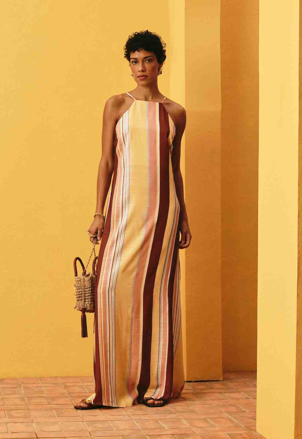 Vestido Longo Decote Costas Estampado Baiadeiras