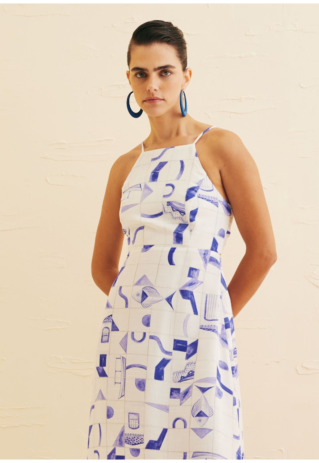 Vestido Longo Decote Costas Estampado Paraty