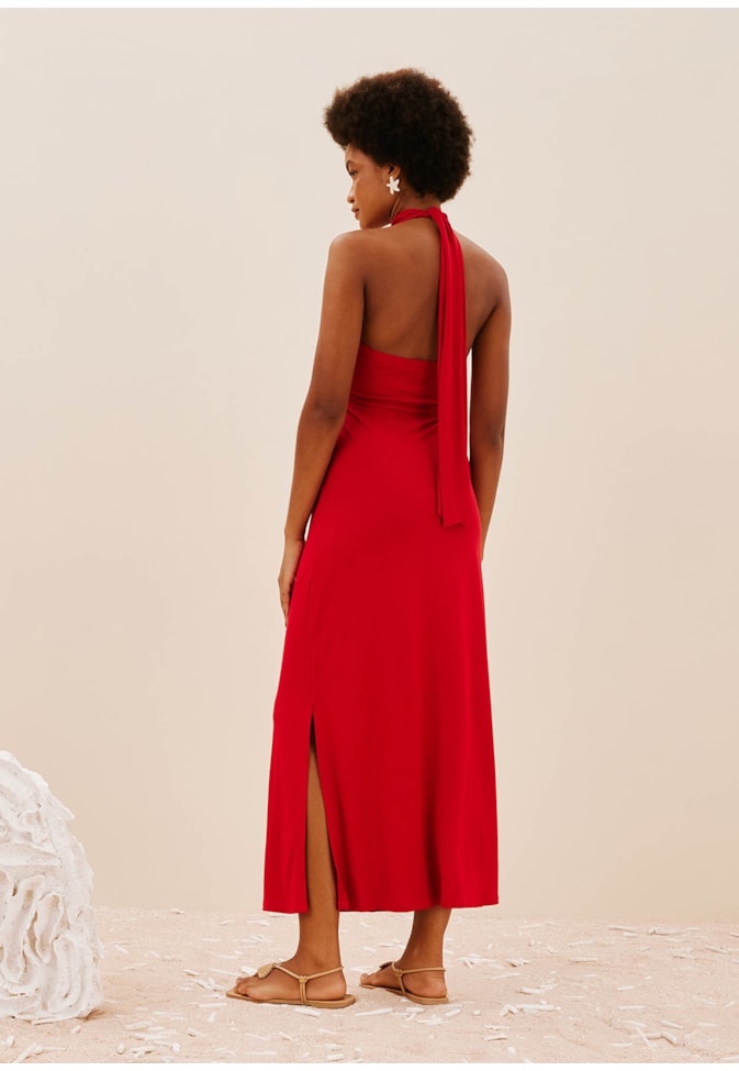 Vestido Longo Decote Cruzado