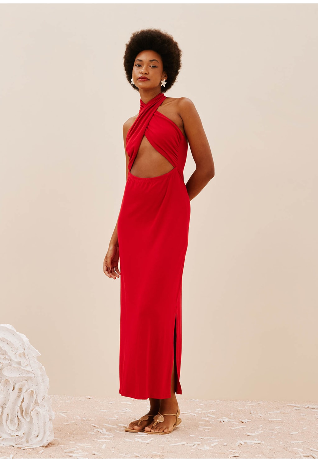 Vestido Longo Decote Cruzado