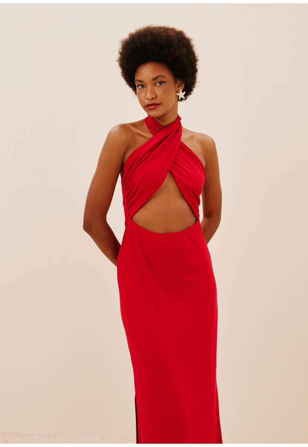 Vestido Longo Decote Cruzado