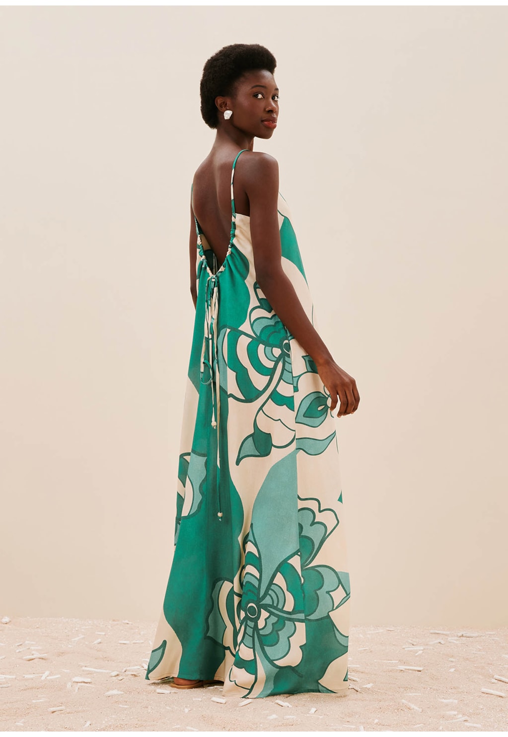 Vestido Longo Decote Estampado Pop Flower