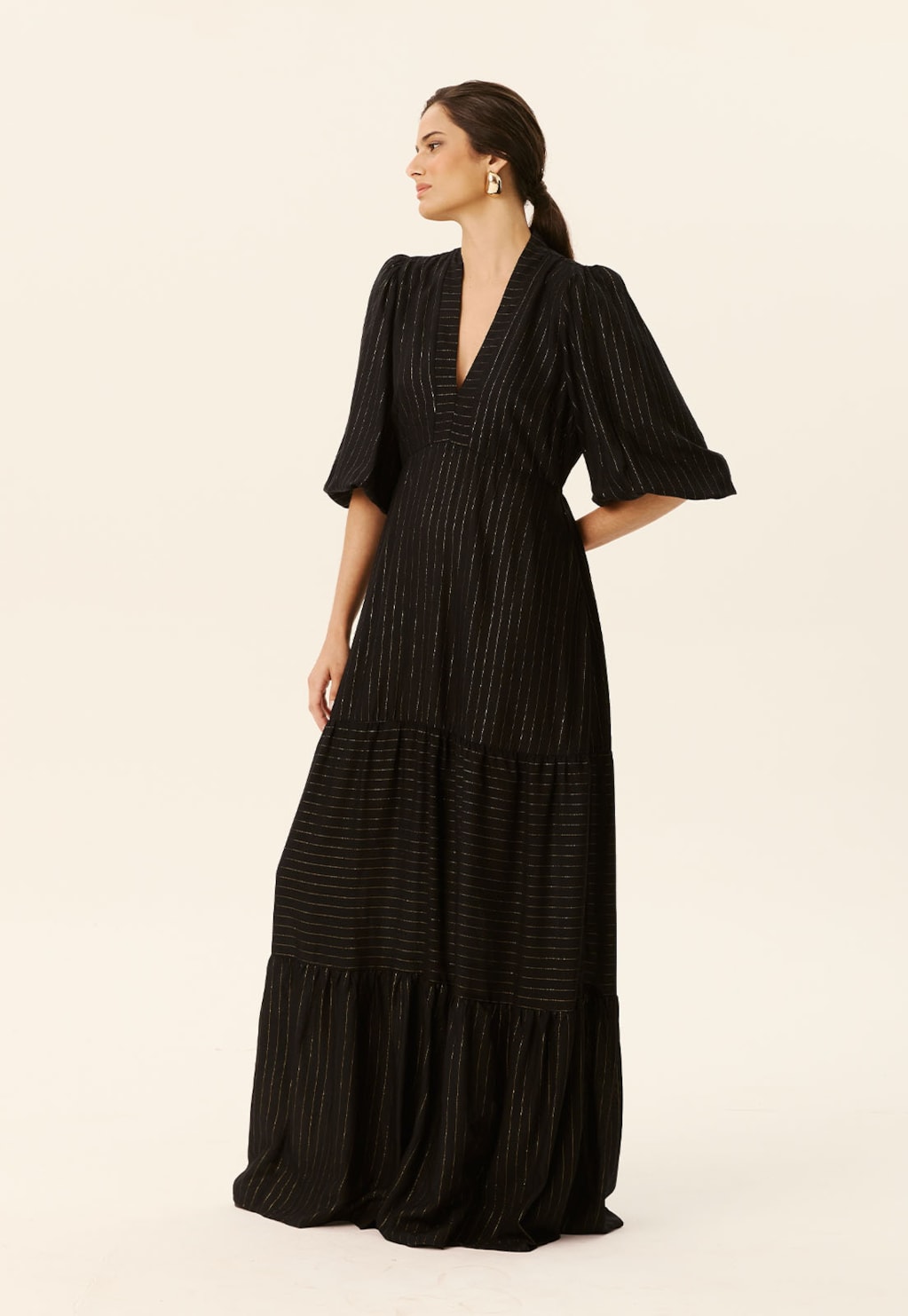 Vestido Longo Decote Pala