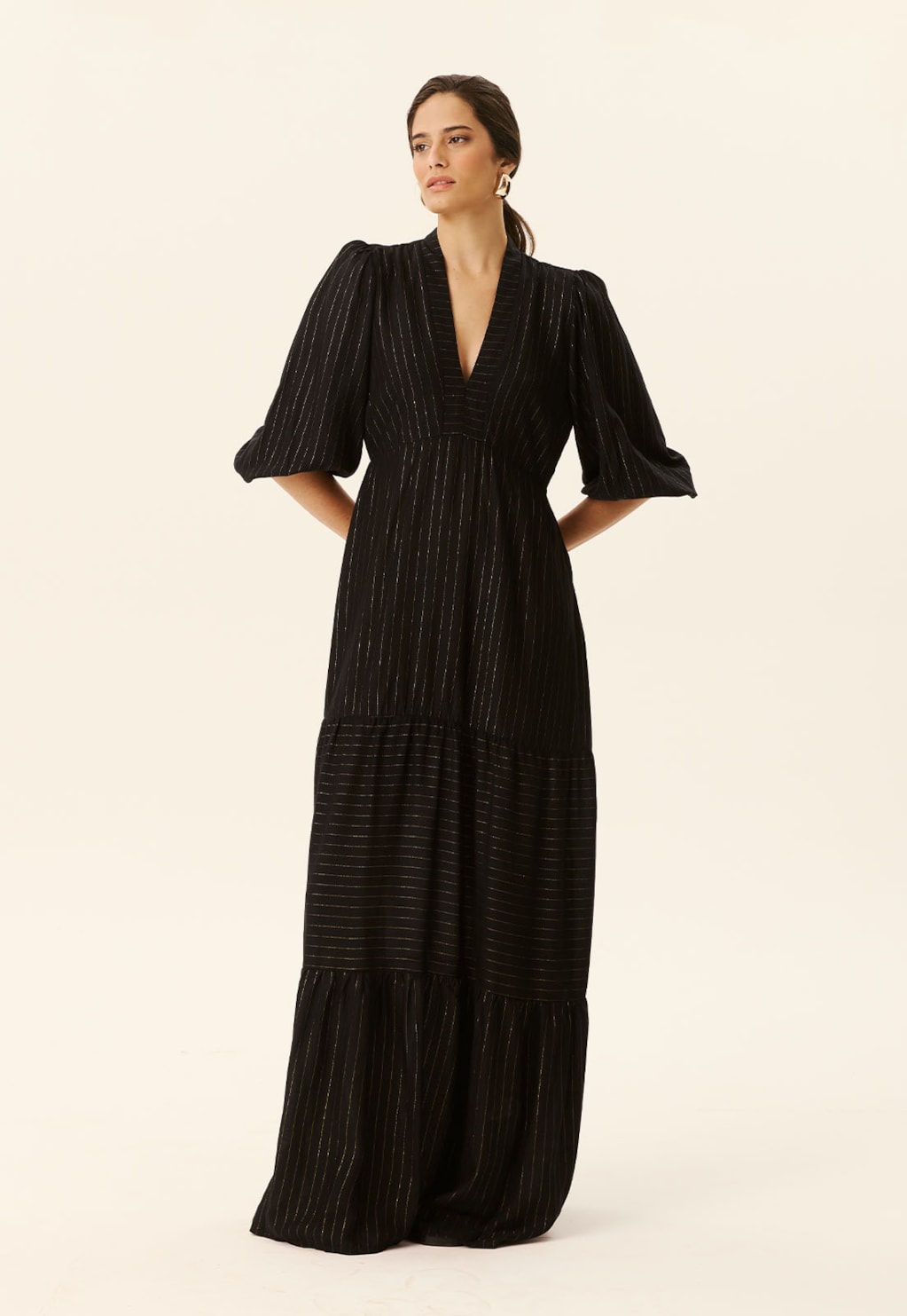 Vestido Longo Decote Pala