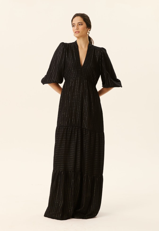 Vestido Longo Decote Pala