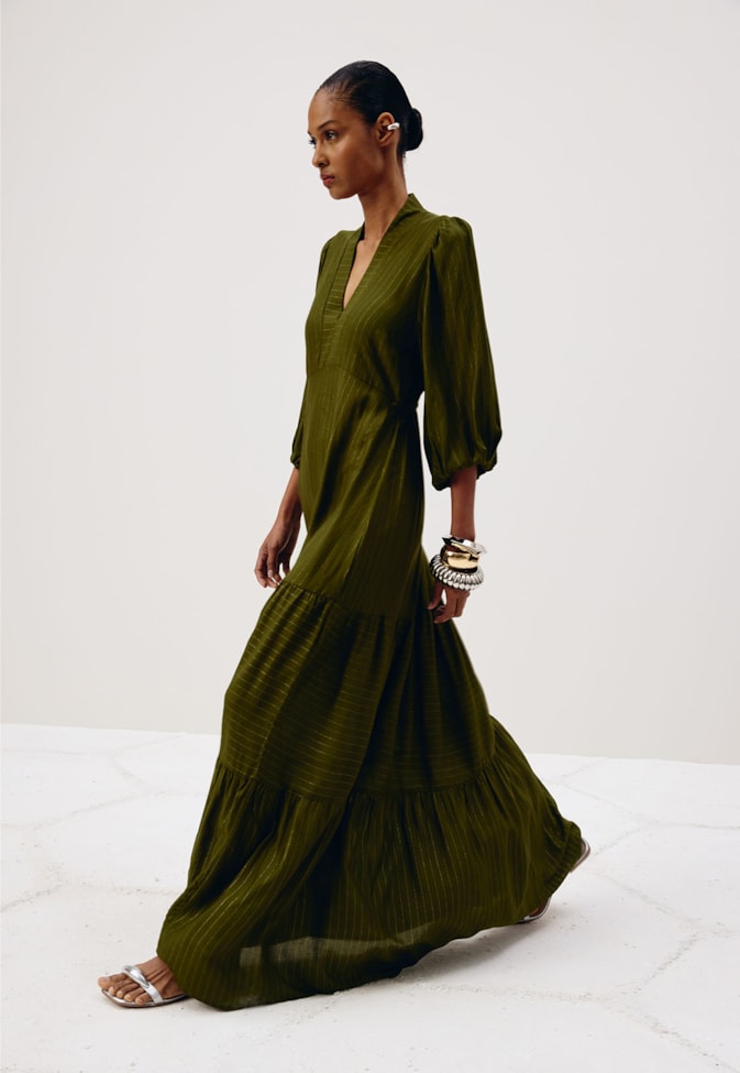 Vestido Longo Decote Pala