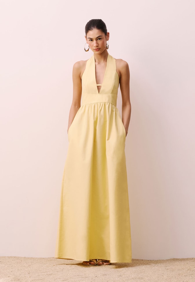 Vestido Longo Decote Profundo