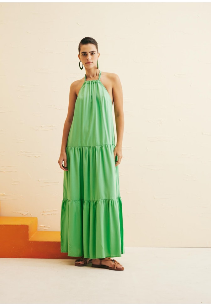 Vestido Longo Decote Profundo Costas