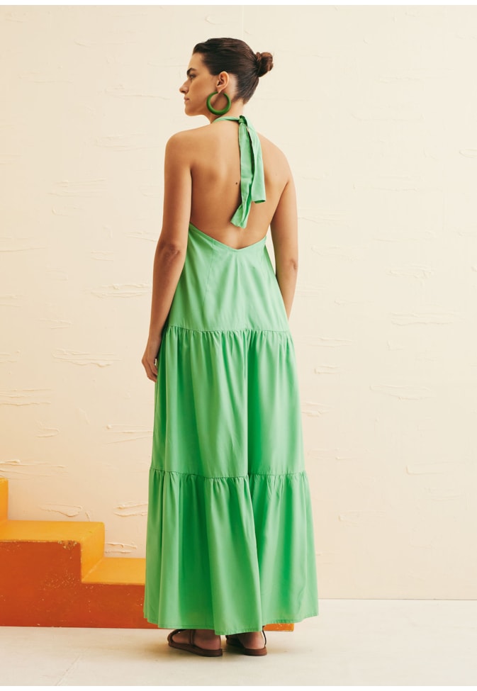 Vestido Longo Decote Profundo Costas