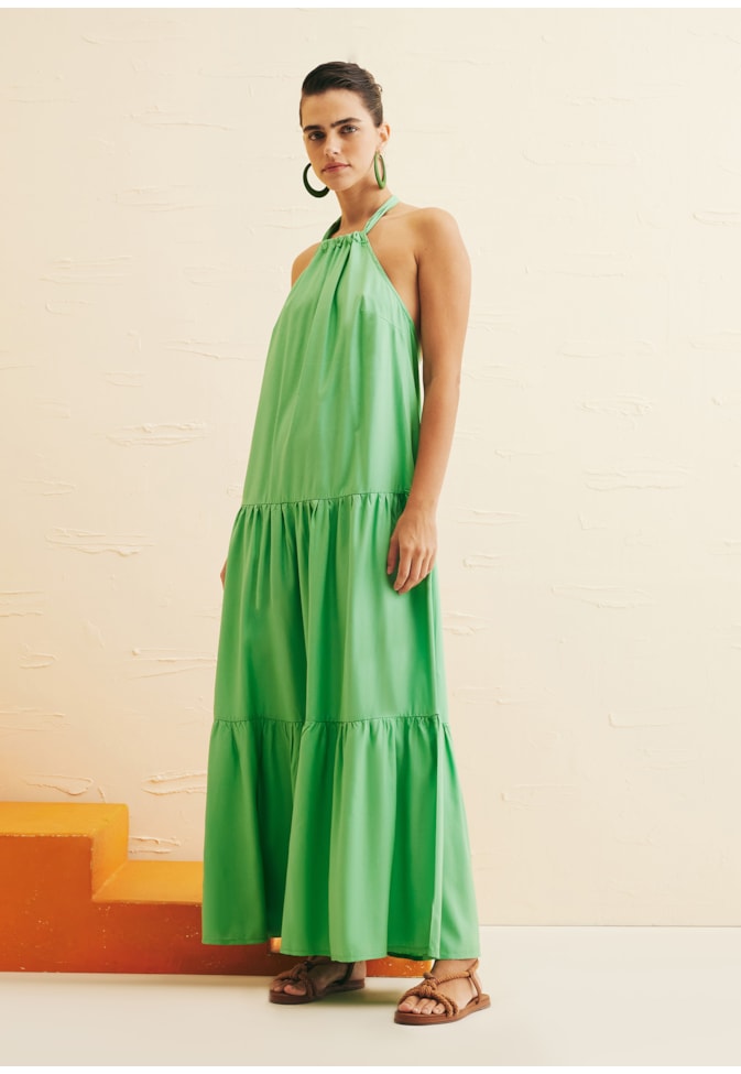 Vestido Longo Decote Profundo Costas