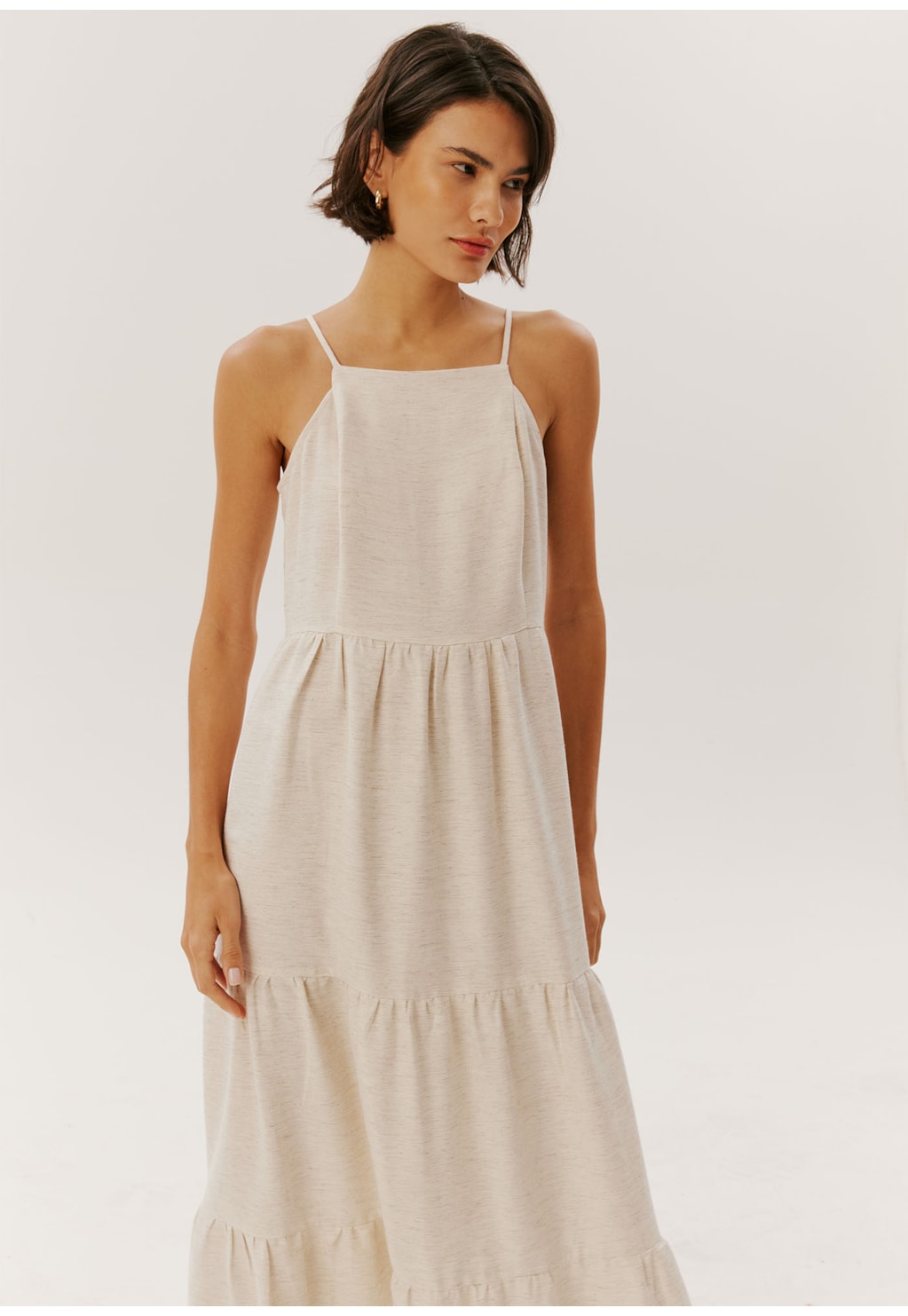 Vestido Longo Decote Reto