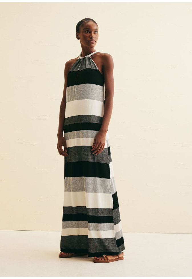 Vestido Longo Decote Túnel Estampado Huacachina