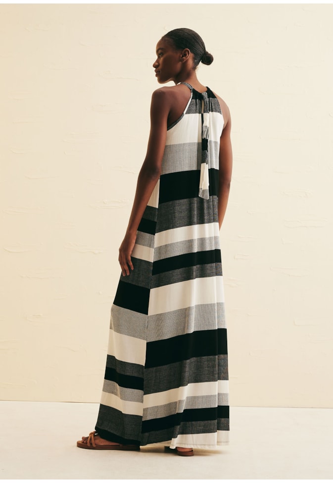 Vestido Longo Decote Túnel Estampado Huacachina